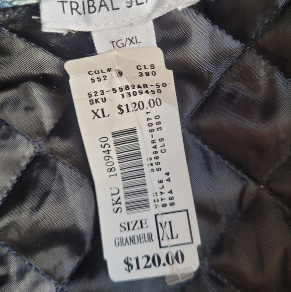 Tribal Printed Cozy Quilted Button-up Shacket, BNWT With Flaw, Size XL - Picture 7 of 9